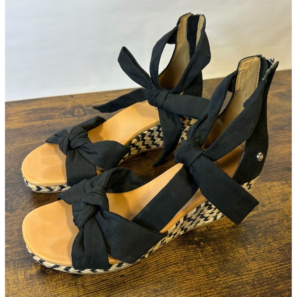 UGG Yarrow Espadrille Wedge Sandals Ankle Bow Tie Zipper Size 8.5 Boho Festival - Picture 16 of 16